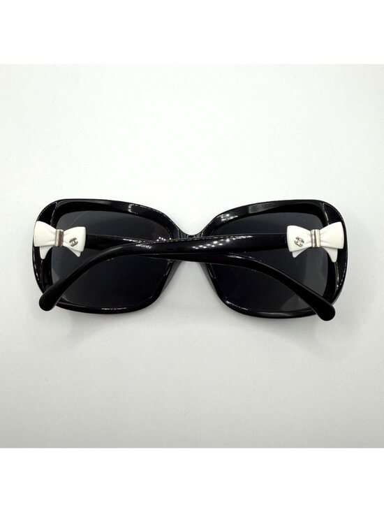 Chanel Ribbon Coco Black Oversized Sunglasses With White Bow Accent main image 4